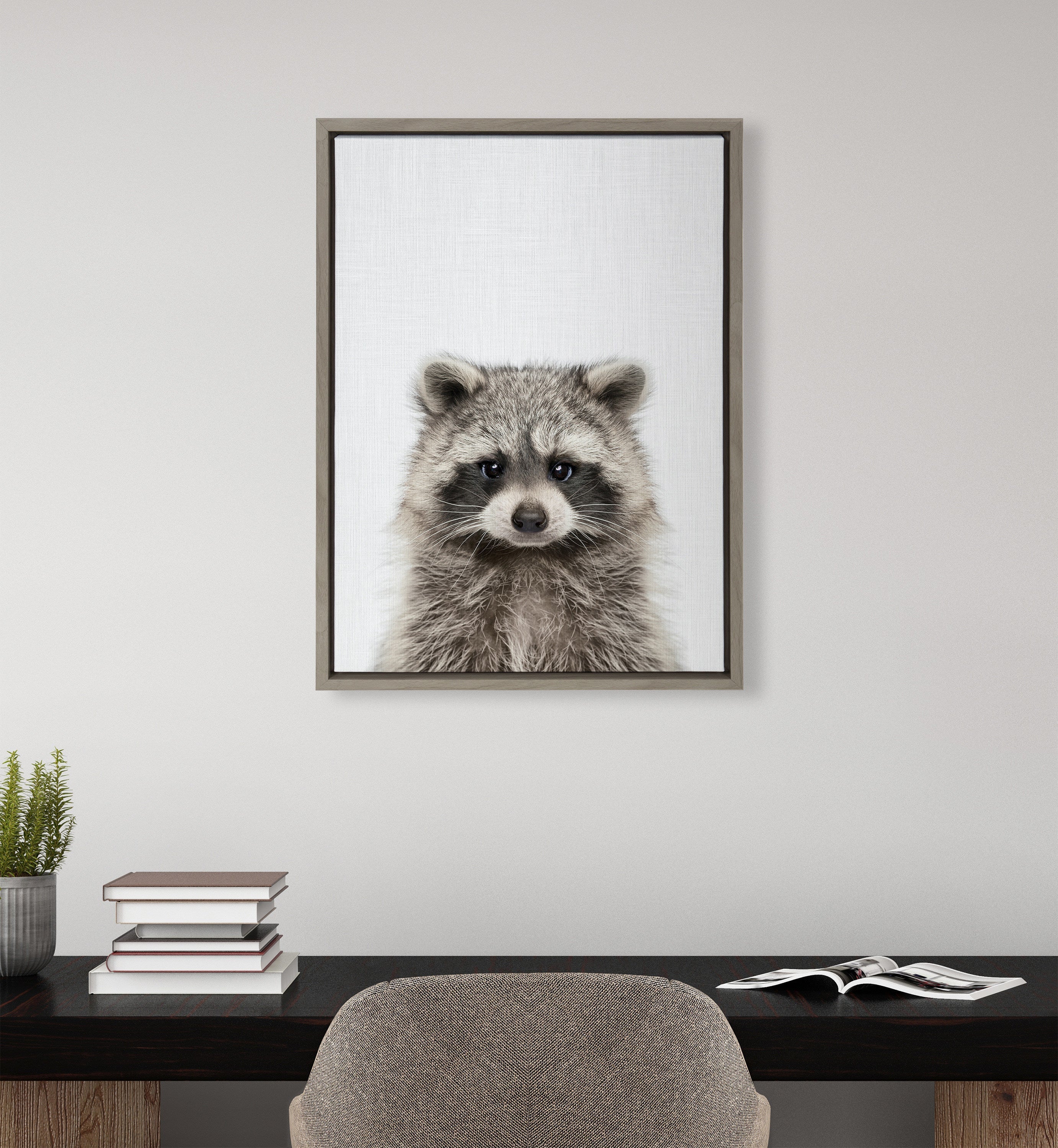 Sylvie Raccoon Color Framed Canvas by kateandlaurel - product image 10 for Resin Society