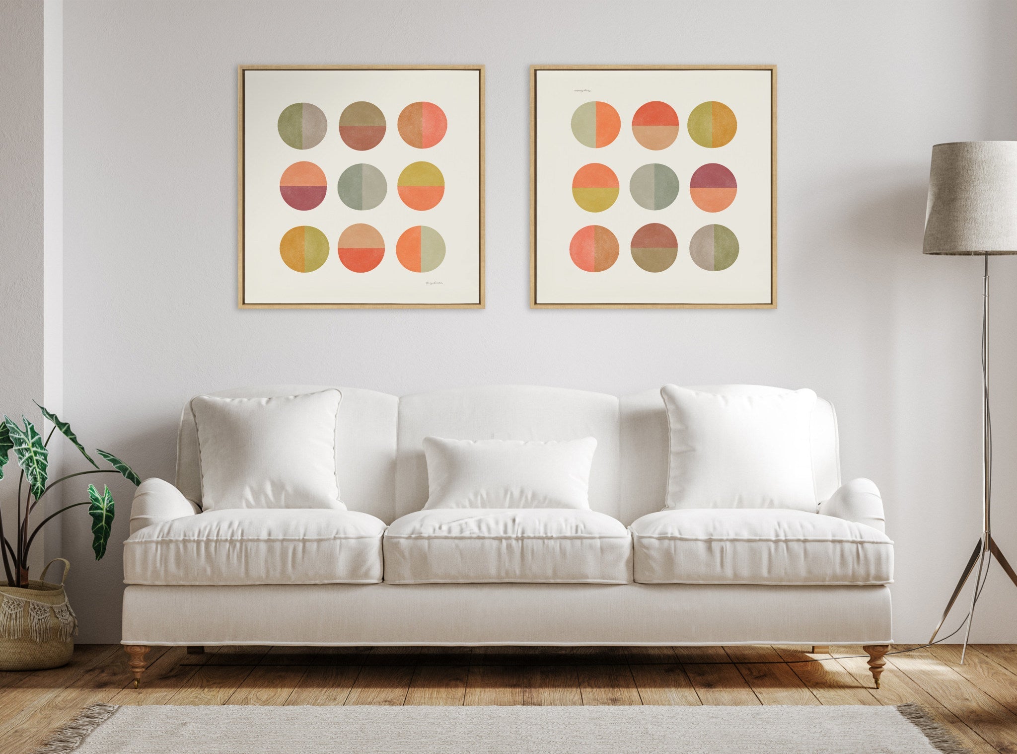 Sylvie Sunset Circles Framed Canvas by Carey Copeland