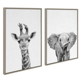 Sylvie Baby Giraffe and Elephant Framed Canvas Art Set by Simon Te of by kateandlaurel - product image 10 for Resin Society