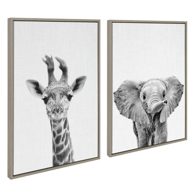Sylvie Baby Giraffe and Elephant Framed Canvas Art Set by Simon Te of by kateandlaurel - product image 10 for Resin Society