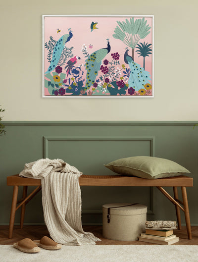 Sylvie Beaded 938 Peacock Paradise Framed Canvas by Teju Reval