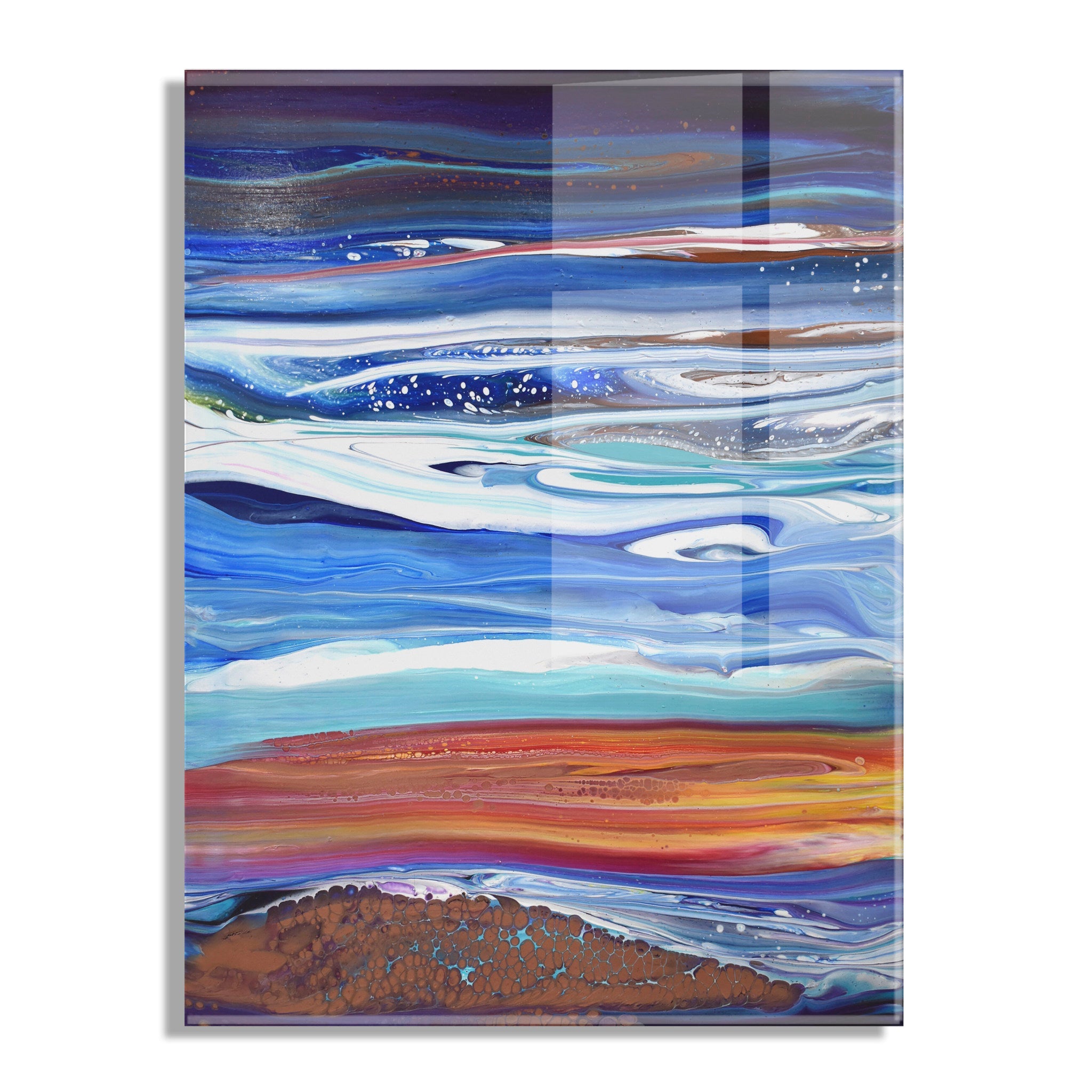 Coastal Currents Floating Acrylic Art by Xizhou Xie