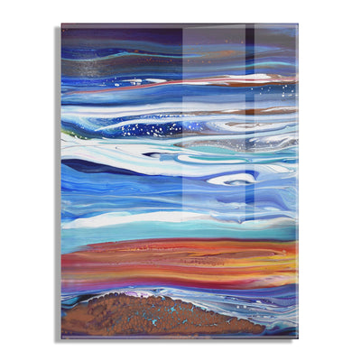 Coastal Currents Floating Acrylic Art by Xizhou Xie