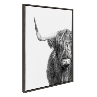 Sylvie B&W Highland Cow No. 1 Framed Canvas by Amy Peterson Art Studio