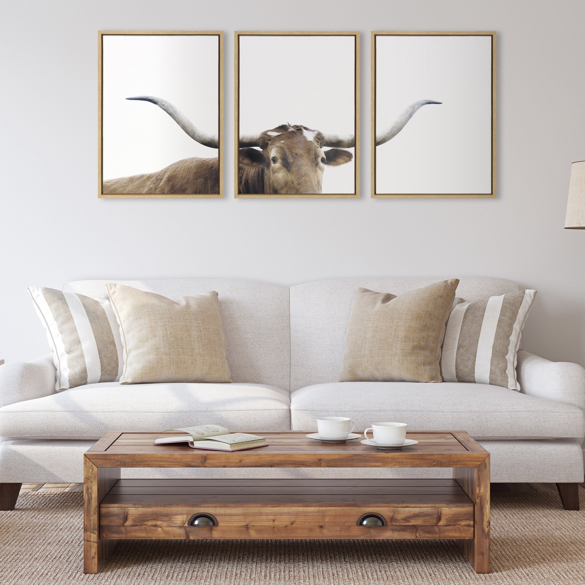 Sylvie Texas Longhorn 1 2 3 Framed Canvas by kateandlaurel - product image 5 for Resin Society