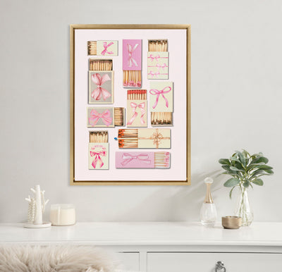Sylvie Retro Matchboxes Bows Framed Canvas by Honey Island Studio