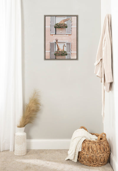 Sylvie Giraffe Neighbors Framed Canvas by July Art Prints