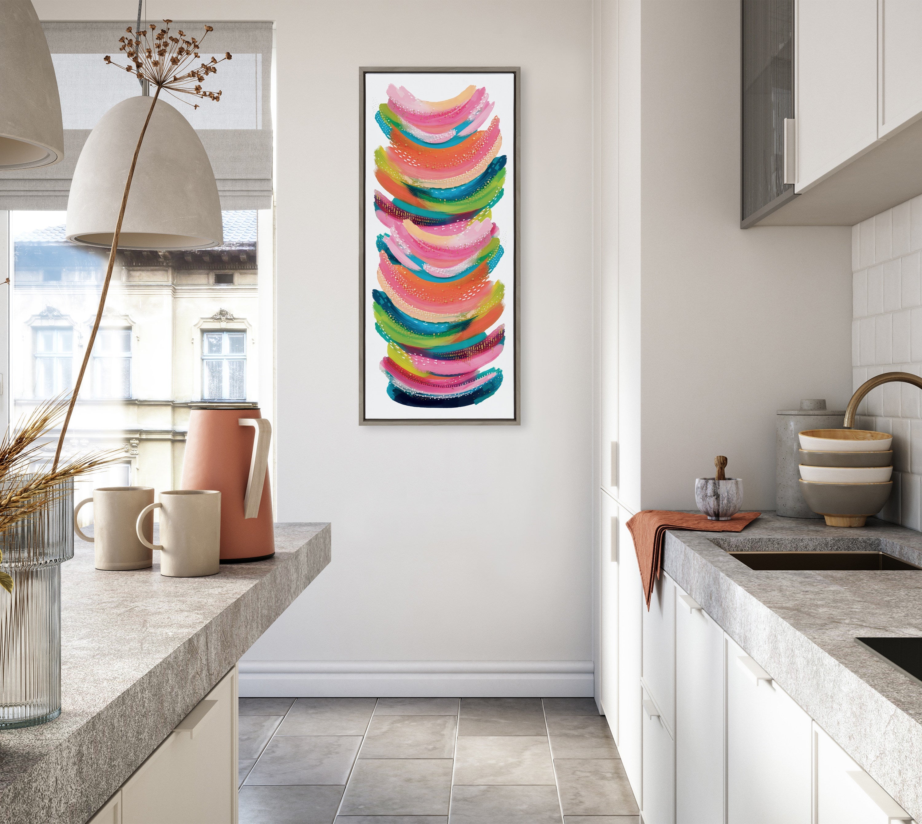 Sylvie Bright Abstract Framed Canvas by kateandlaurel - product image 4 for Resin Society