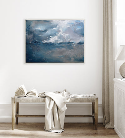 Sylvie Beaded Shades of Blue Framed Canvas by Mackenzie Nelson