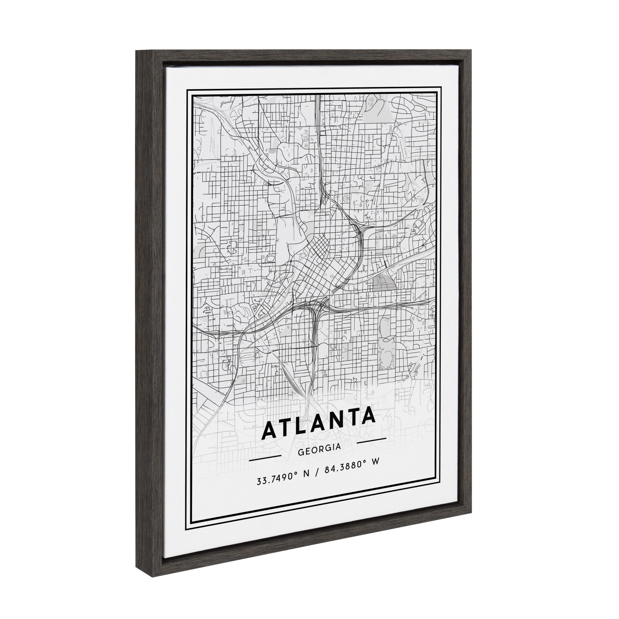 Sylvie Atlanta Modern Map Framed Canvas by kateandlaurel - product image 2 for Resin Society