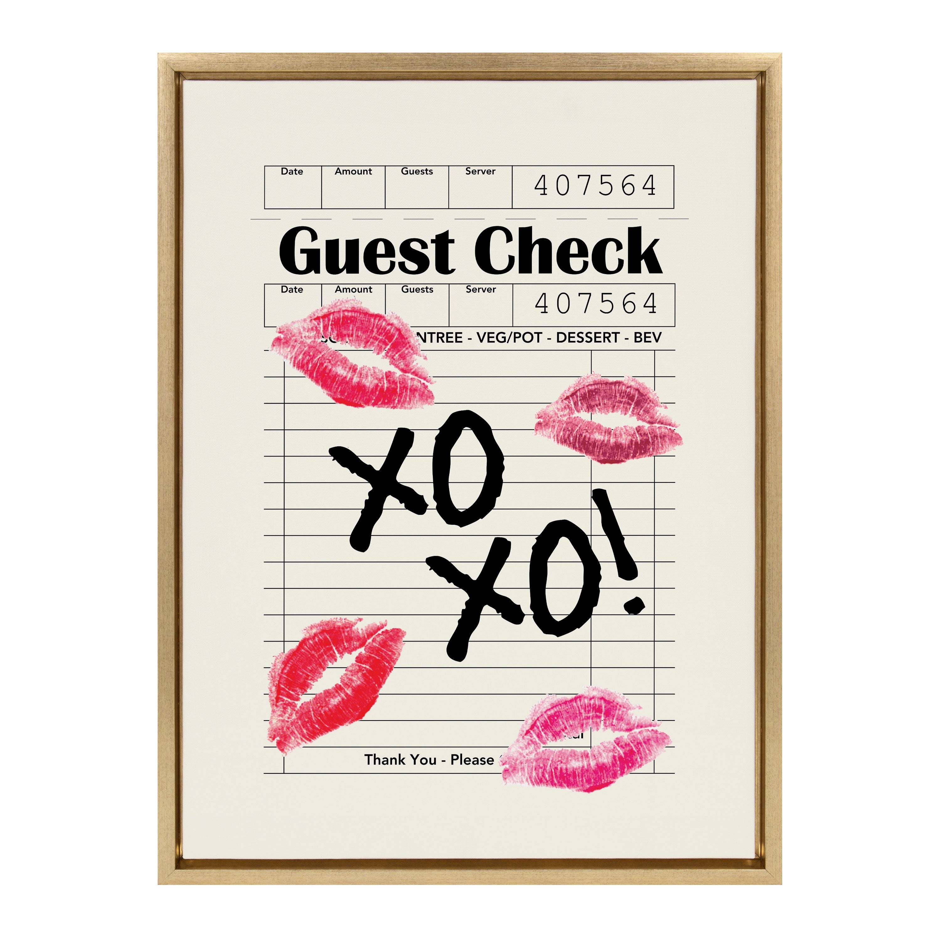 Sylvie XOXO Kisses Guest Check Framed Canvas by Alli Standefer
