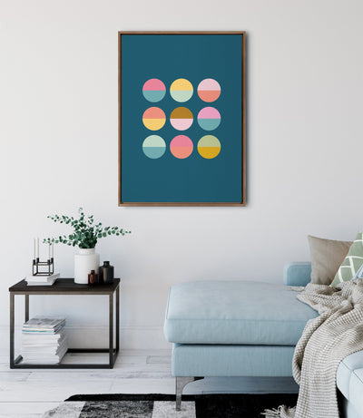 Sylvie Circles In Blue Framed Canvas by kateandlaurel - product image 8 for Resin Society