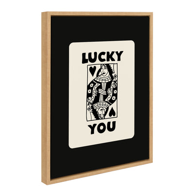 Sylvie Lucky You framed canvas art showing playful deck of cards design on gallery-wrapped canvas with floating frame