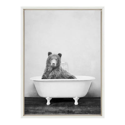 Sylvie Bear in the Tub Framed Canvas by kateandlaurel - product image 8 for Resin Society
