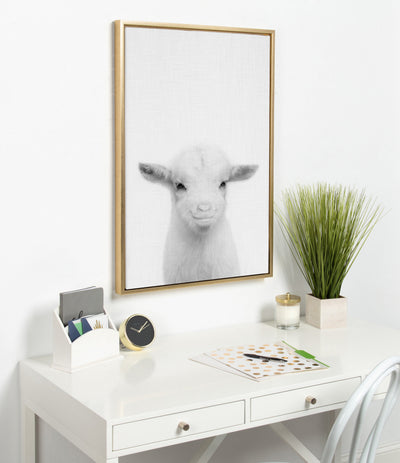 Sylvie Baby Goat Framed Canvas by Simon Te Tai by kateandlaurel - product image 11 for Resin Society