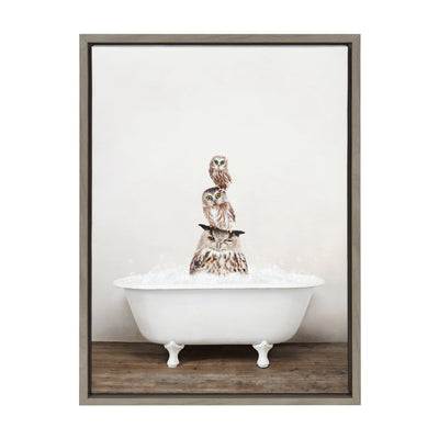 Sylvie Stacked Owls in Rustic Bath Framed Canvas by kateandlaurel - product image 14 for Resin Society