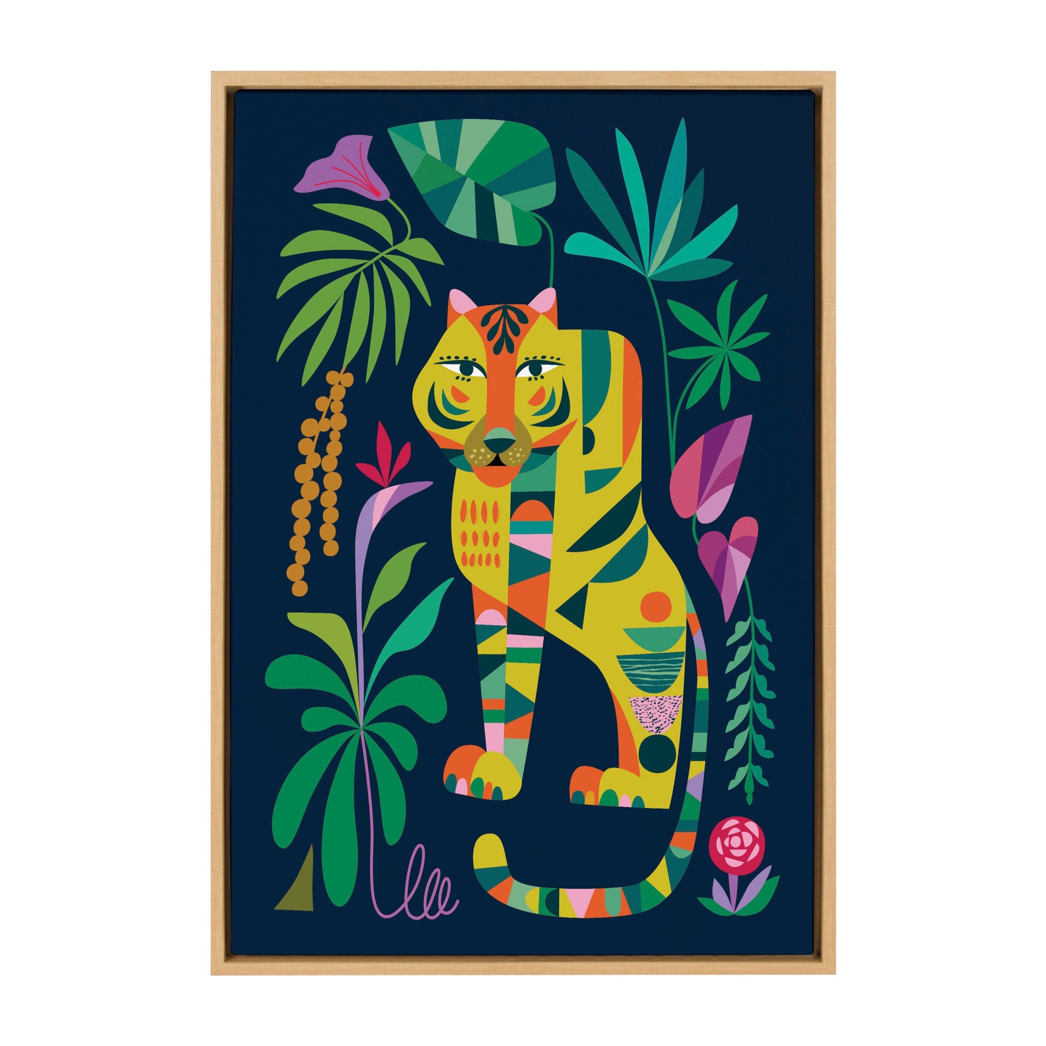 Sylvie Tiger in the Forest Framed Canvas by Rachel Lee