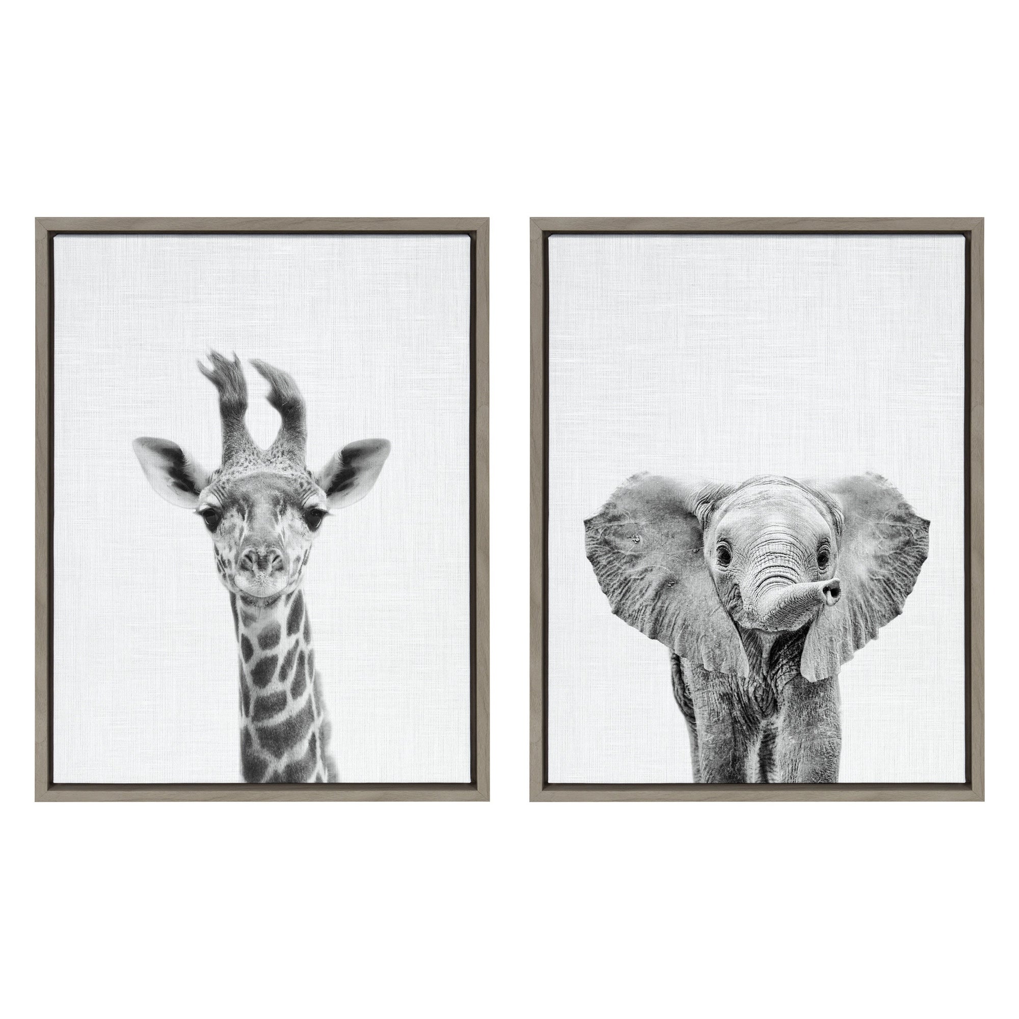 Sylvie Baby Giraffe and Elephant Framed Canvas Art Set by Simon Te of by kateandlaurel - product image 8 for Resin Society