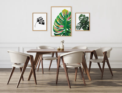 Sylvie EV Monstera, 582 Monstera and Monstera Leaves Framed Canvas Art Set