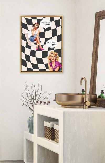 Sylvie Go Piss Girl Black Framed Canvas by Honey Island Studio