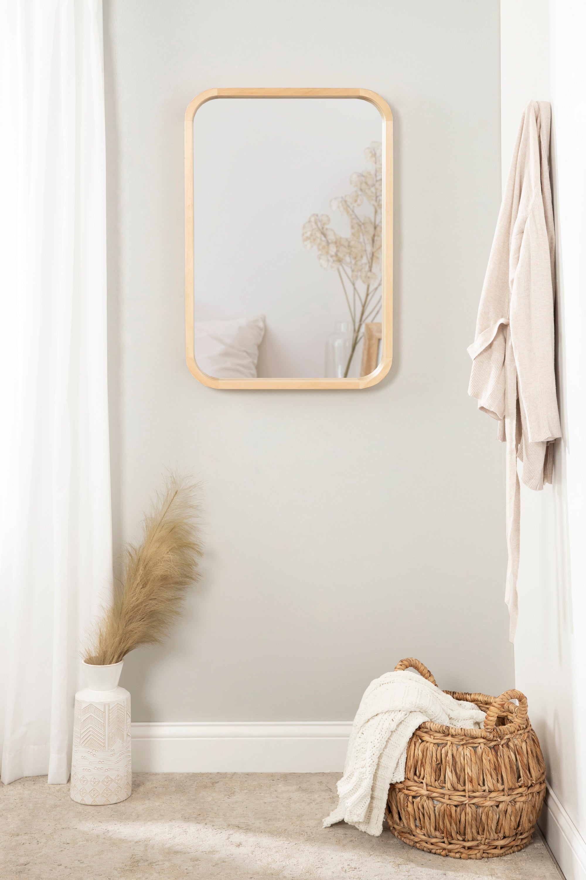 Hutton Wood Framed Radius Rectangle Mirror by kateandlaurel - product image 13 for Resin Society