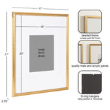 Rectangular gold picture frame with beaded detailing, vintage foil finish, holds 8x10 photo, includes white mat and acrylic pane, with D-ring hangers for vertical or horizontal display.