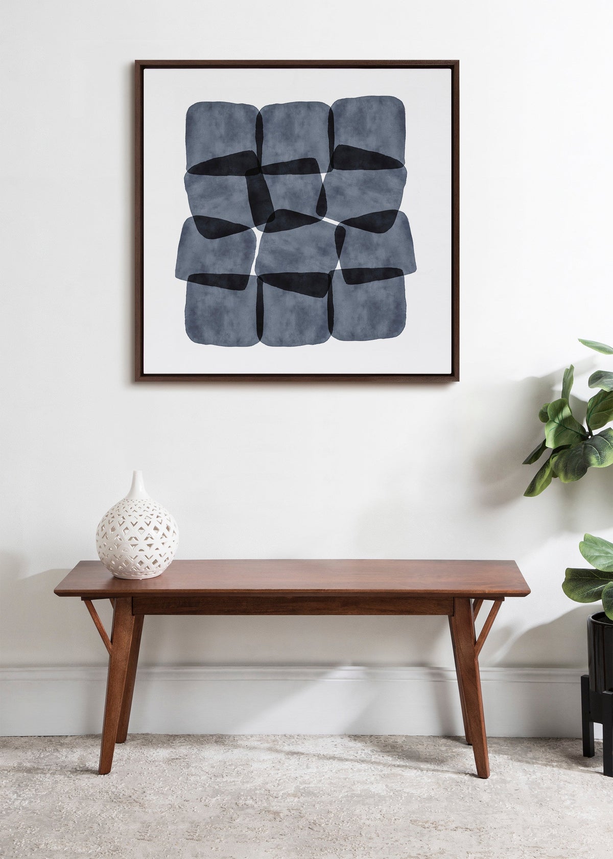 Sylvie Navy Block Abstract Framed Canvas by kateandlaurel - product image 4 for Resin Society
