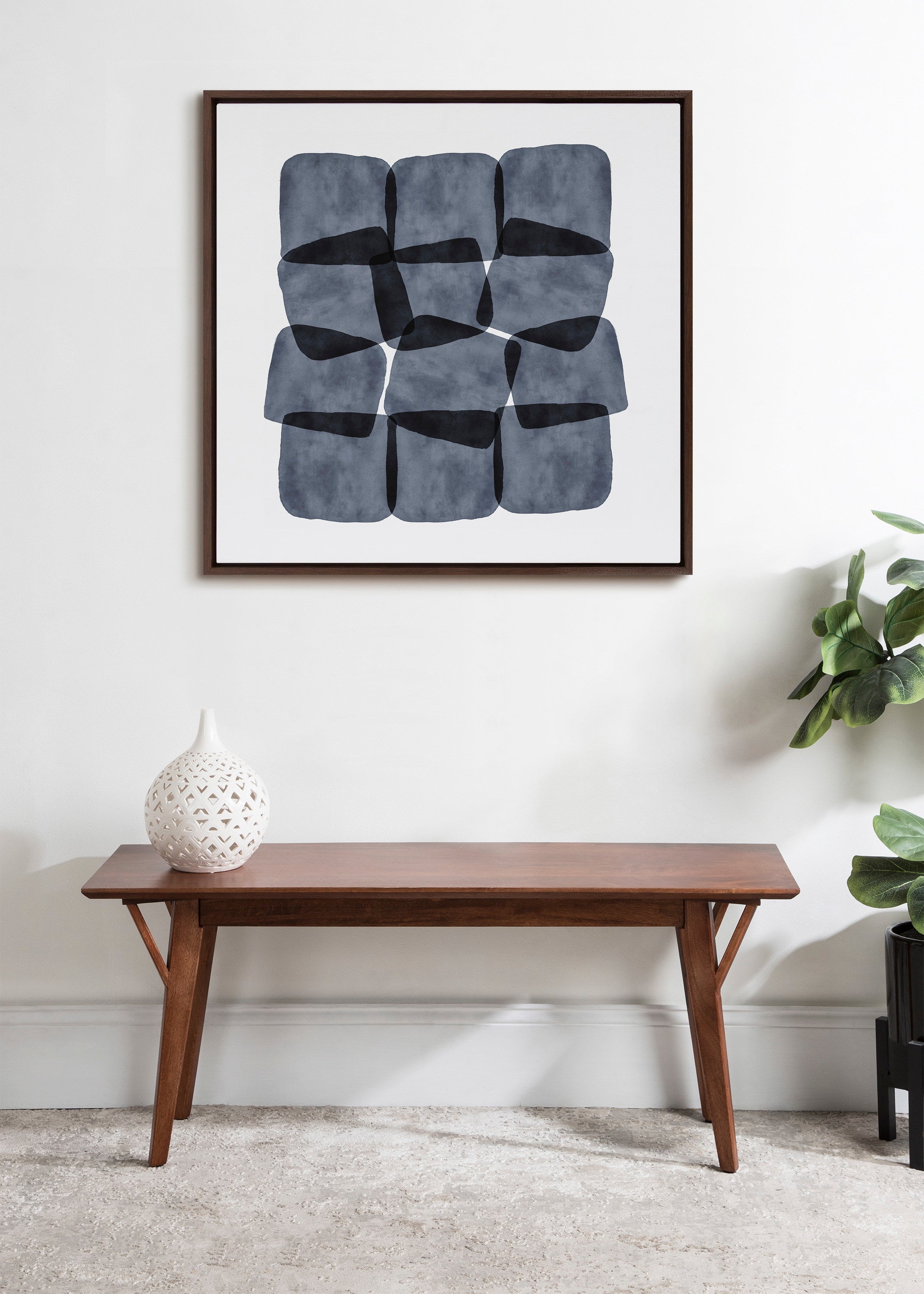Sylvie Navy Block Abstract Framed Canvas by kateandlaurel - product image 4 for Resin Society
