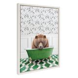 Sylvie Big Bear In Eclectic Green Bath Framed Canvas by kateandlaurel - product image 7 for Resin Society