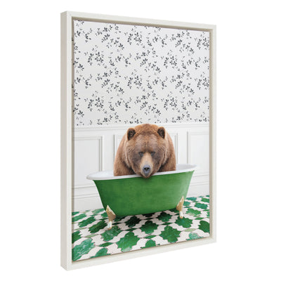 Sylvie Big Bear In Eclectic Green Bath Framed Canvas by kateandlaurel - product image 7 for Resin Society