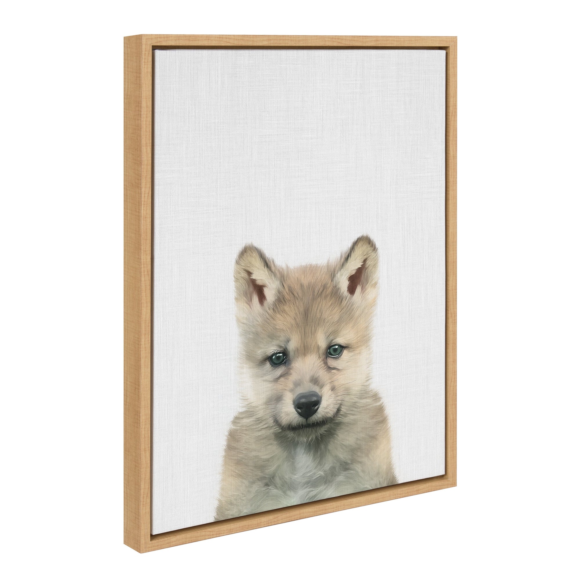 Sylvie Baby Wolf Color Illustration Framed Canvas by kateandlaurel - product image 7 for Resin Society