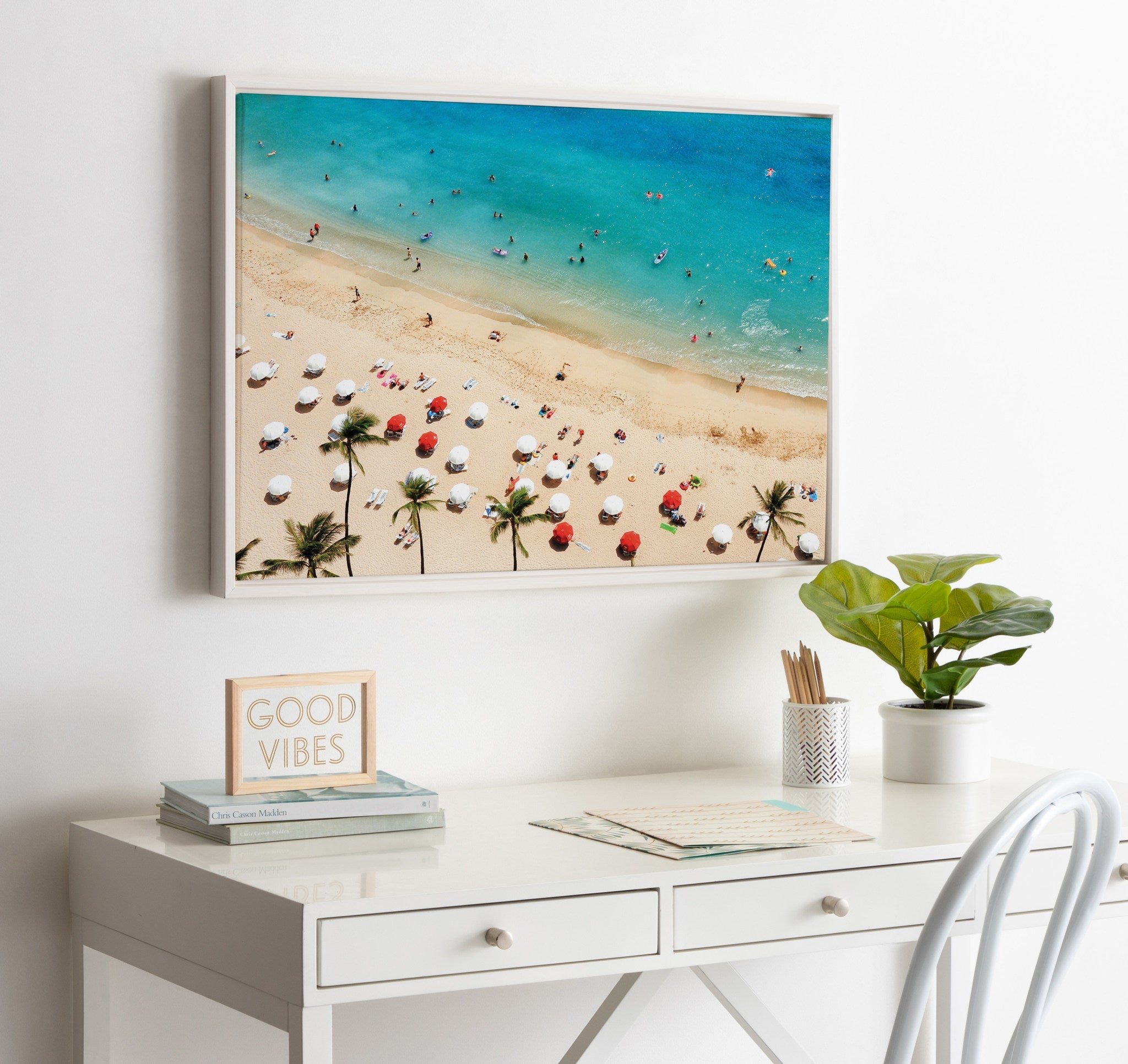 Sylvie Tropical Beach Framed Canvas by Simon Te by kateandlaurel - product image 6 for Resin Society