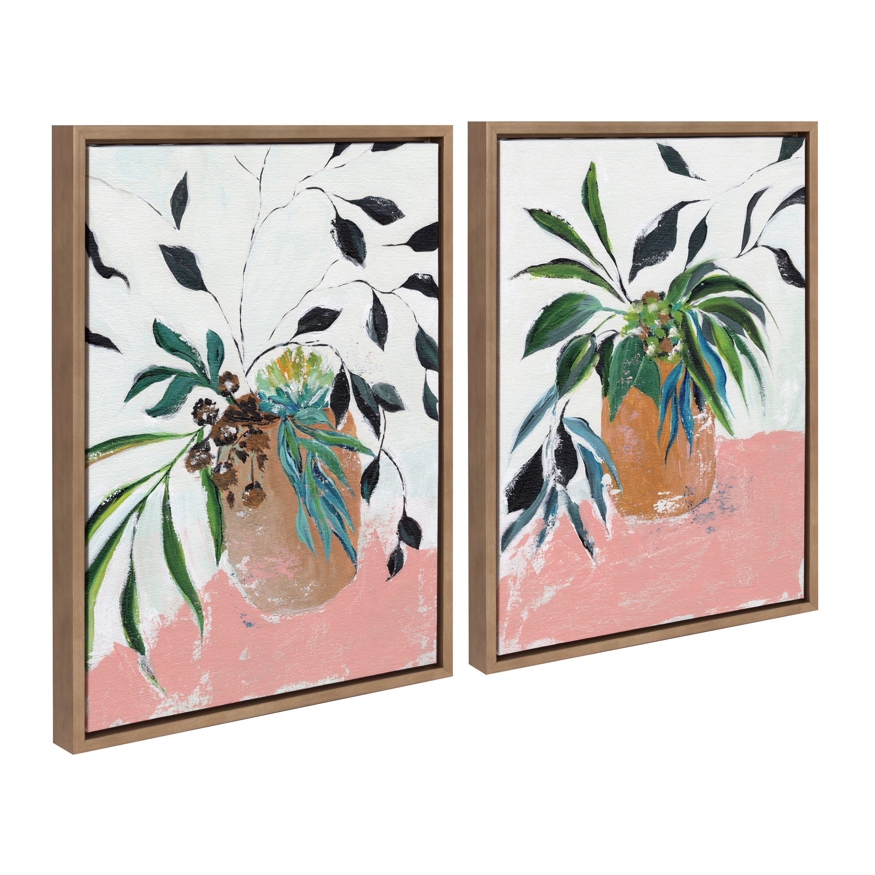 Sylvie Wild Foliage l and II Framed Canvas Art Set by Nikita Jariwala