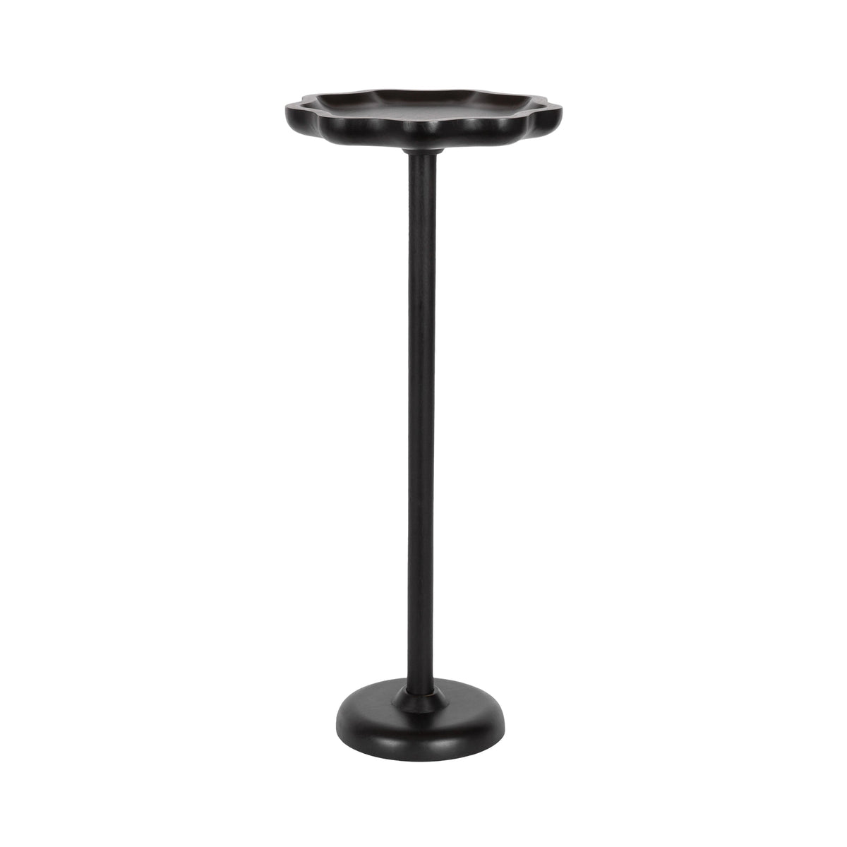 Alezar Scallop Wood Drink Table with wavy tabletop in natural finish