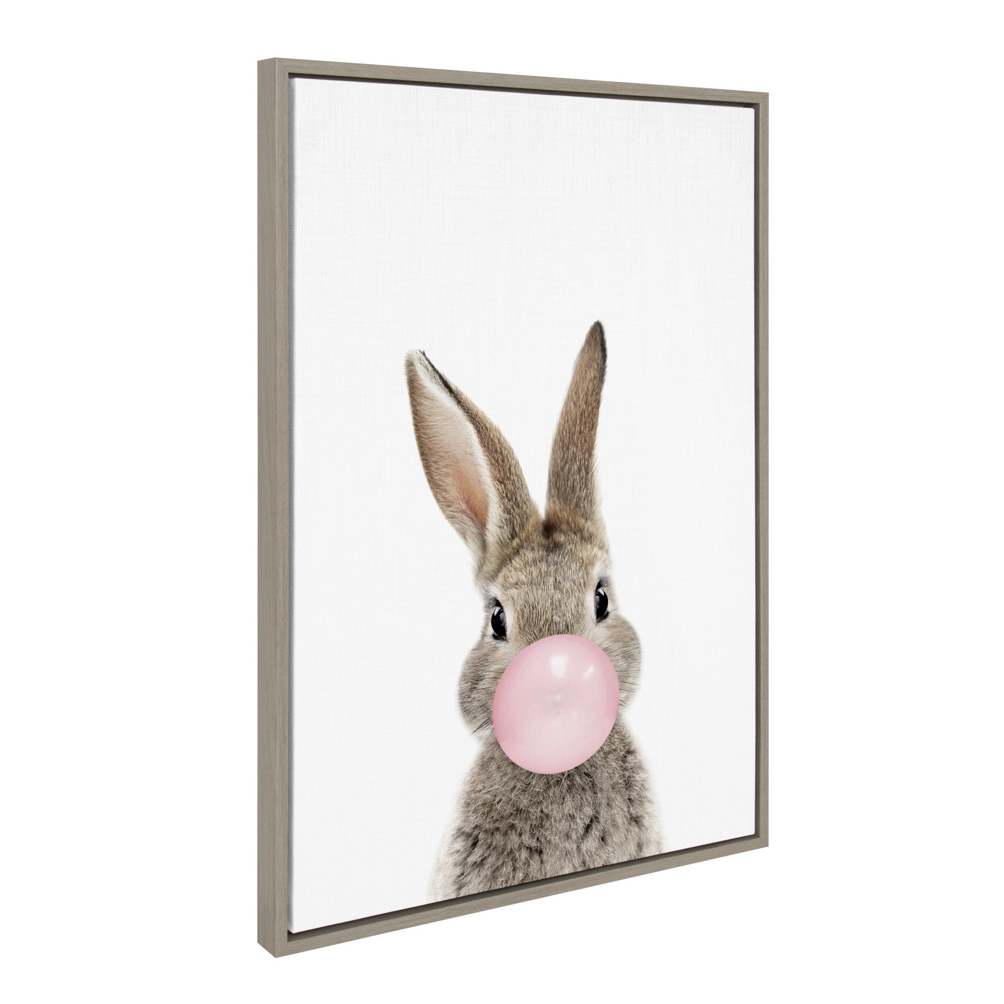 Sylvie Bubble Gum Bunny Framed Canvas by Amy Peterson Art Studio by kateandlaurel - main product image for Resin Society