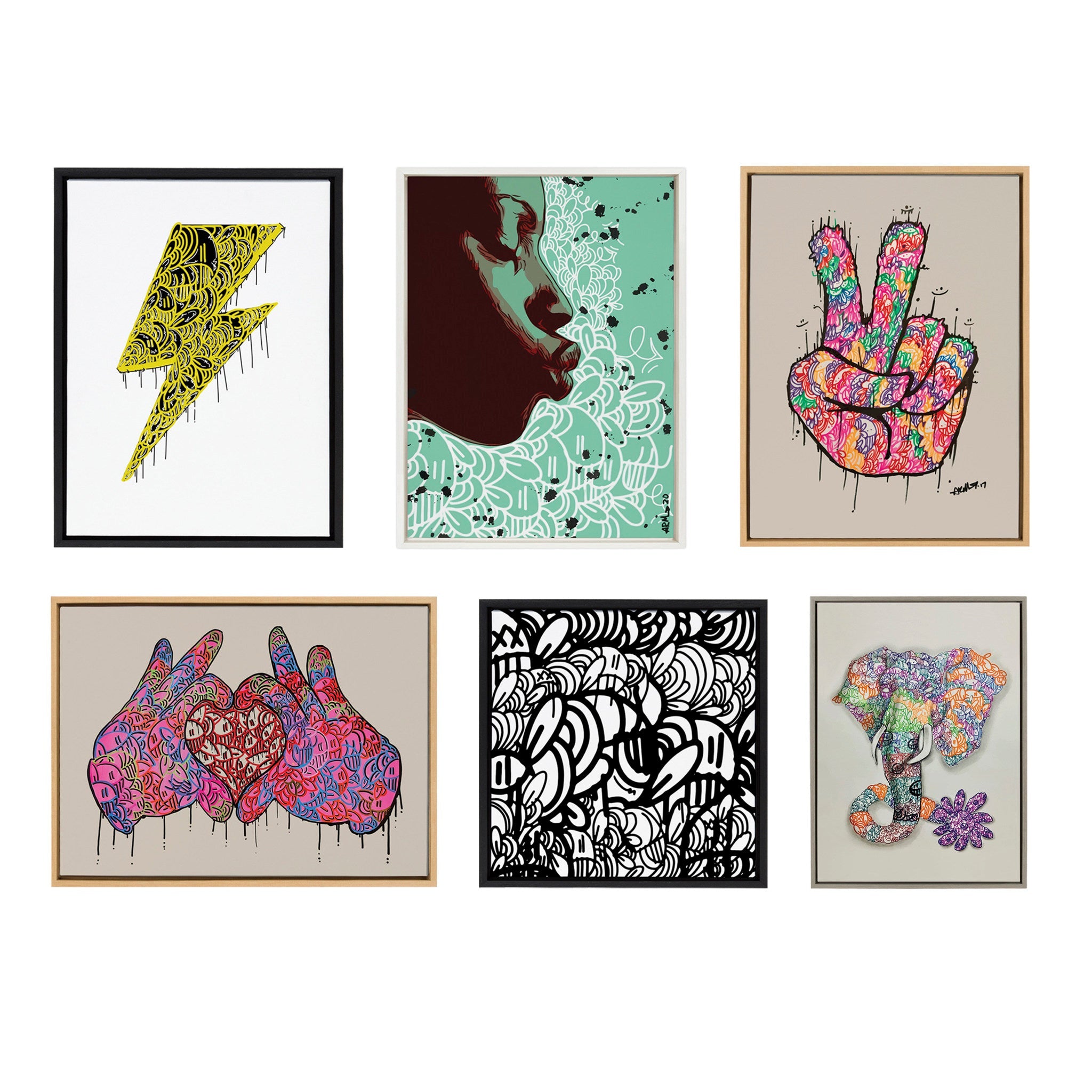 Sylvie Peace Sign Framed Canvas by kateandlaurel - product image 4 for Resin Society