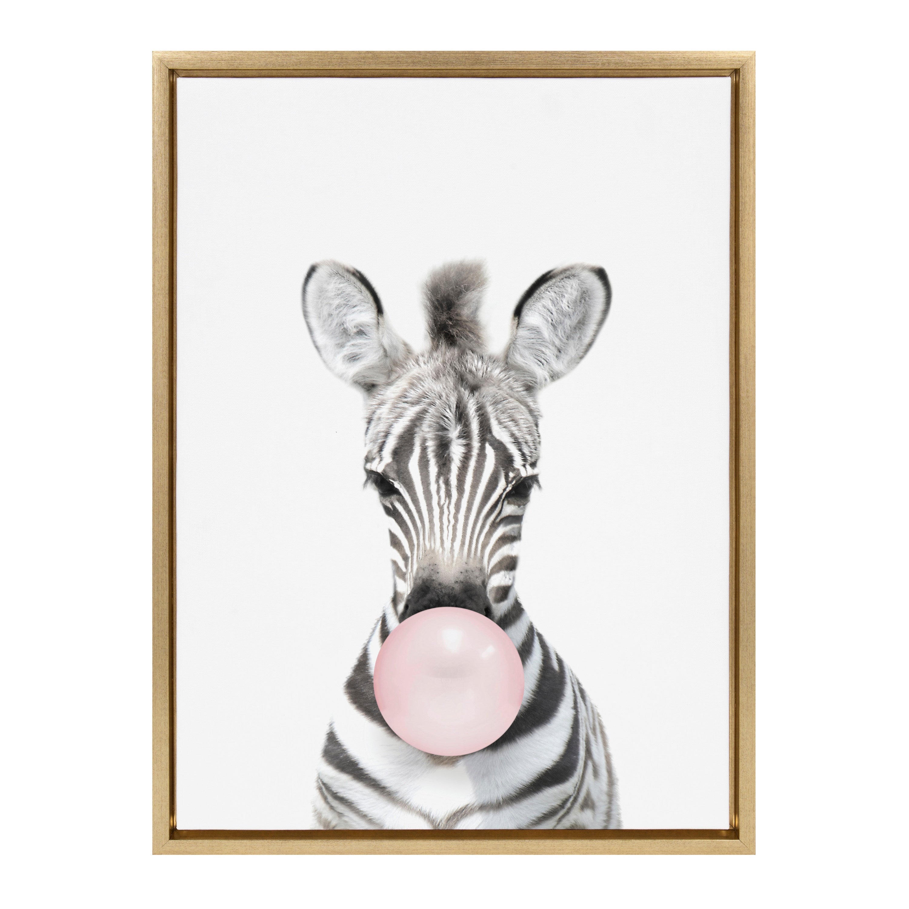 Sylvie Bubble Gum Zebra Framed Canvas by Amy Peterson Art Studio by kateandlaurel - product image 20 for Resin Society