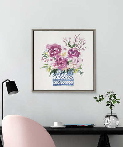 Sylvie Pink Blooms in Chinoiserie Framed Canvas by kateandlaurel - product image 8 for Resin Society
