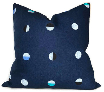 Joshua Tree Pillow Cover in Indigo Moons Blue displayed on a sofa
