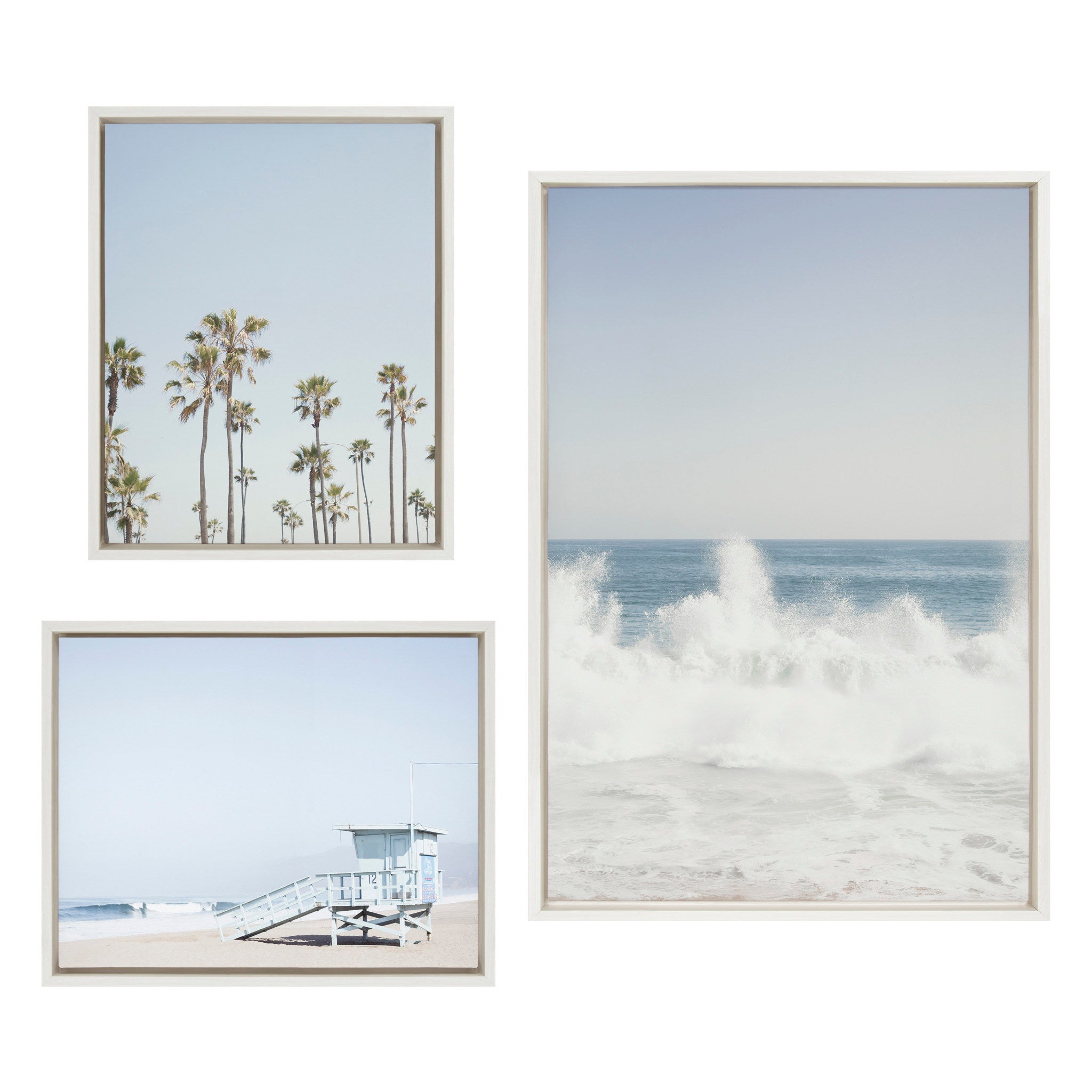 Sylvie Waves Crashing Framed Canvas Set by Caroline Mint by kateandlaurel - main product image for Resin Society