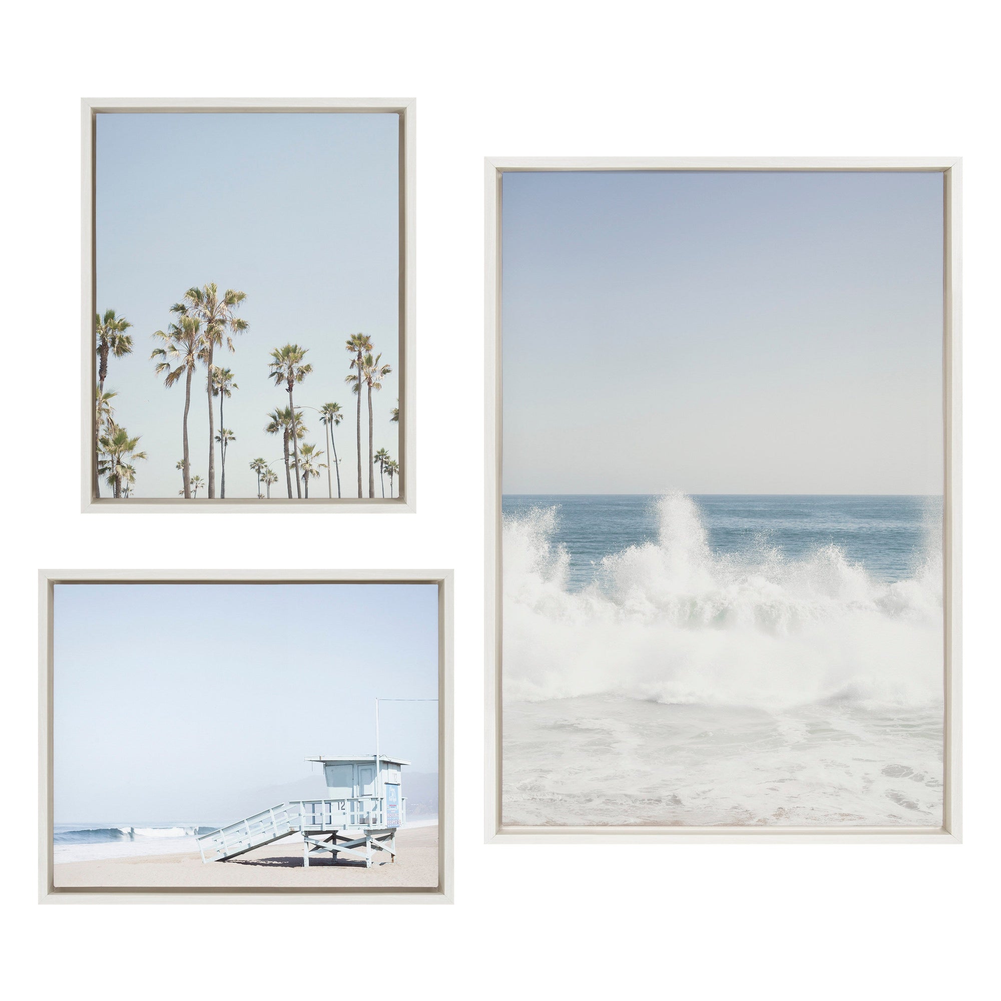 Sylvie Waves Crashing Framed Canvas Set by Caroline Mint by kateandlaurel - product image 7 for Resin Society