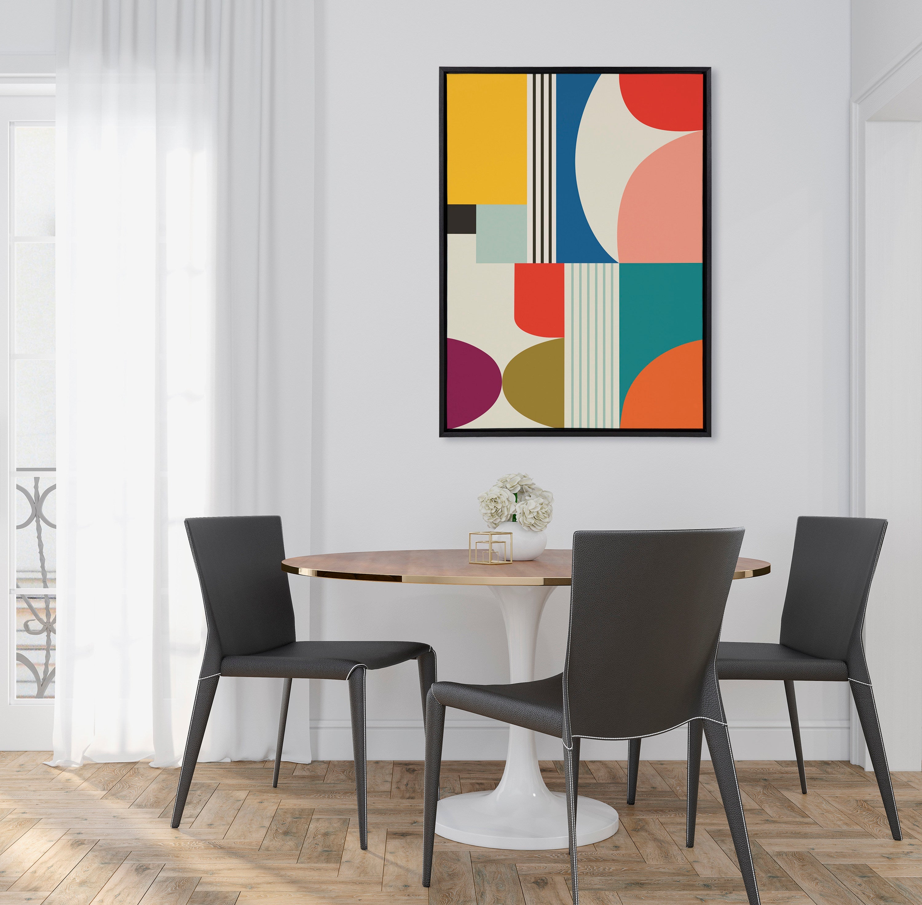 Sylvie Mid Century Modern Pattern Framed Canvas by kateandlaurel - product image 16 for Resin Society