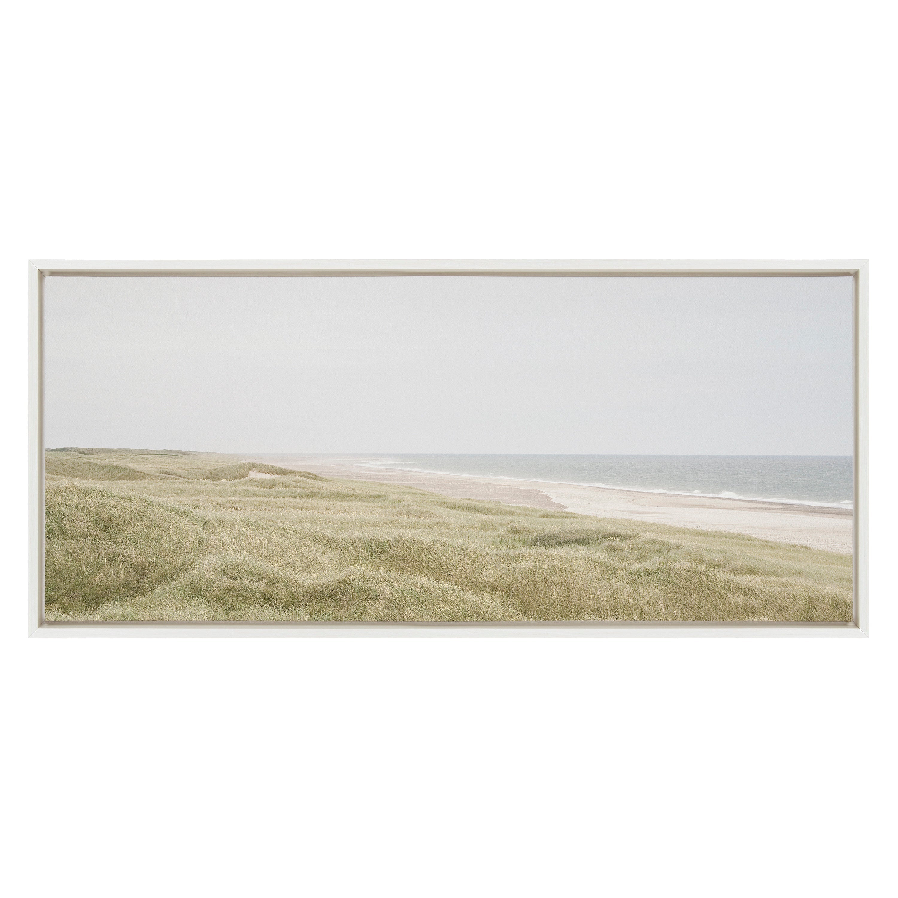 Sylvie Peaceful and Serene Coastal Landscape Framed Canvas by The Creative Bunch Studio