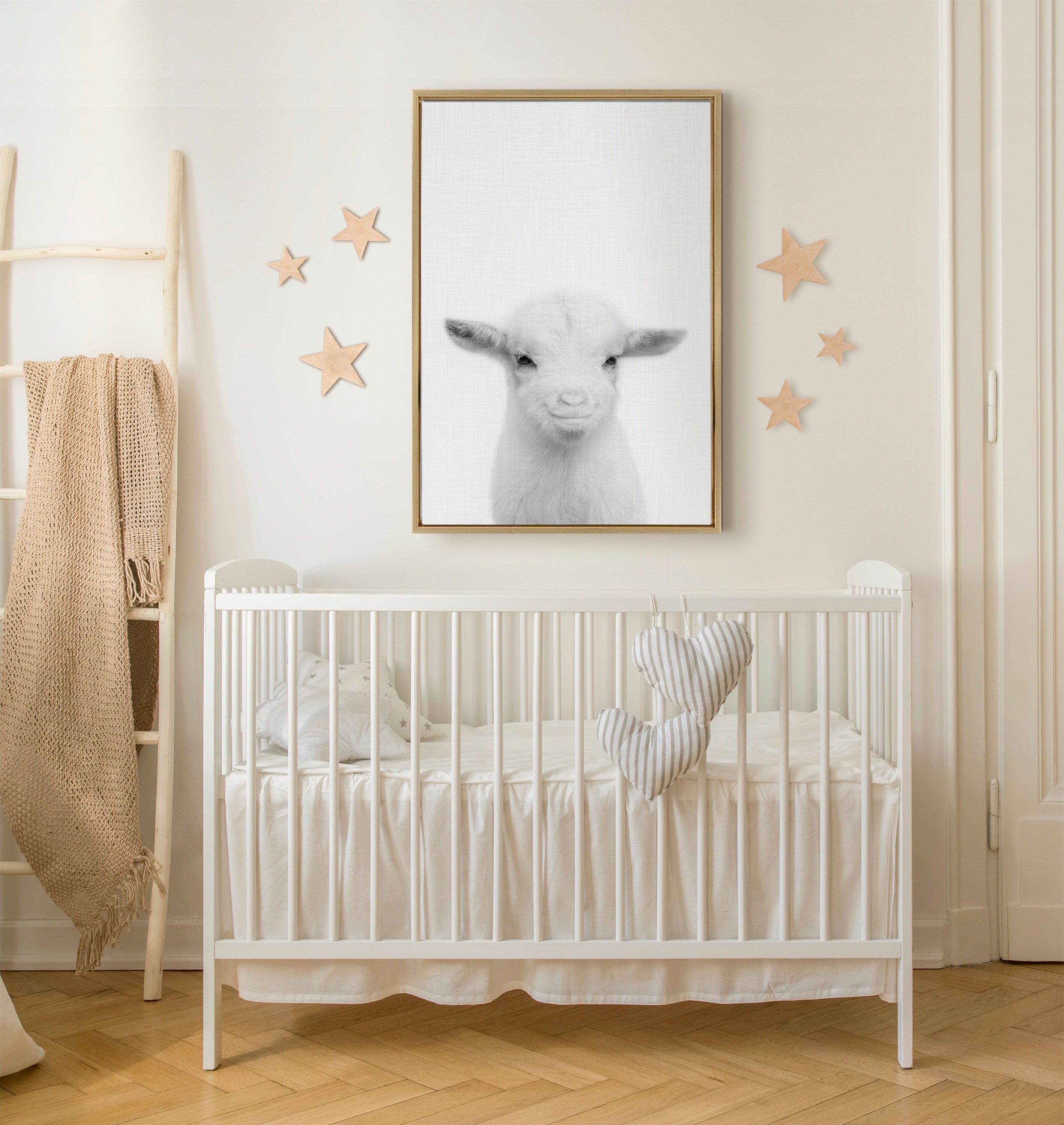 Sylvie Baby Goat Framed Canvas by Simon Te Tai by kateandlaurel - product image 10 for Resin Society