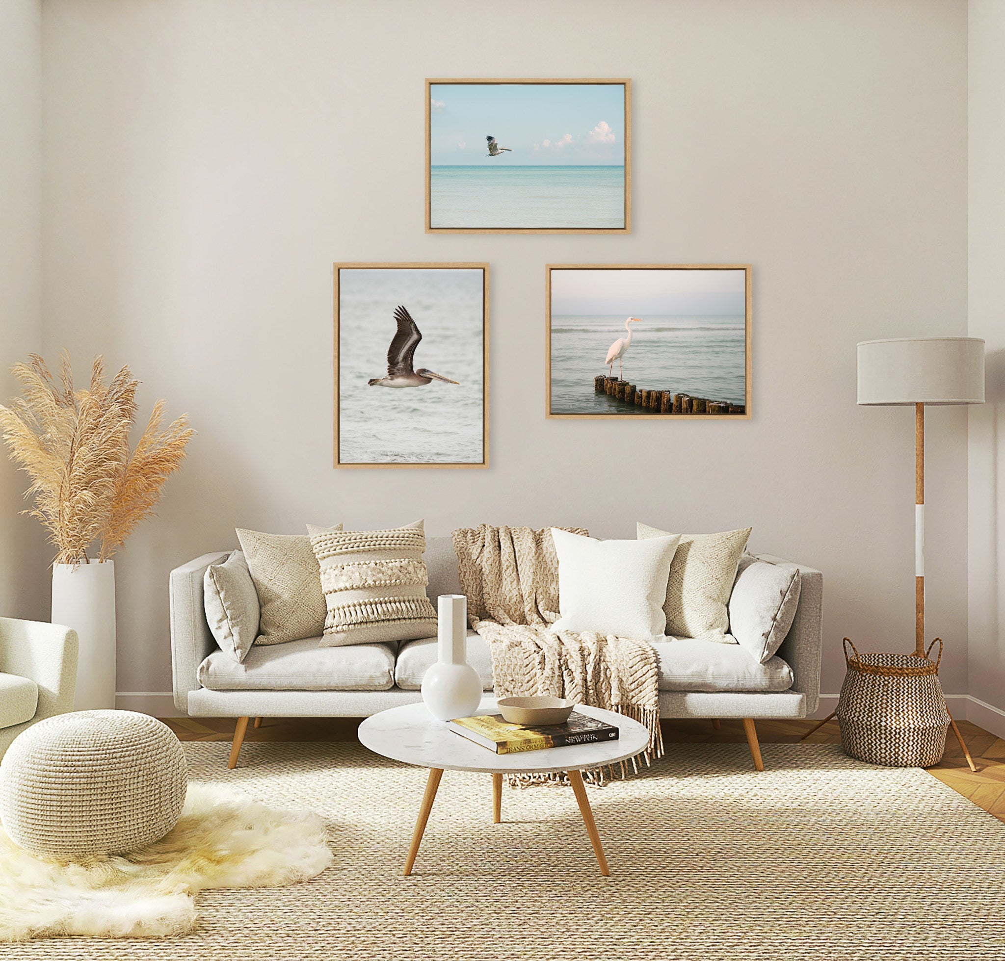Sylvie Pelican No 1 Framed Canvas by Crystal Lynn Collins