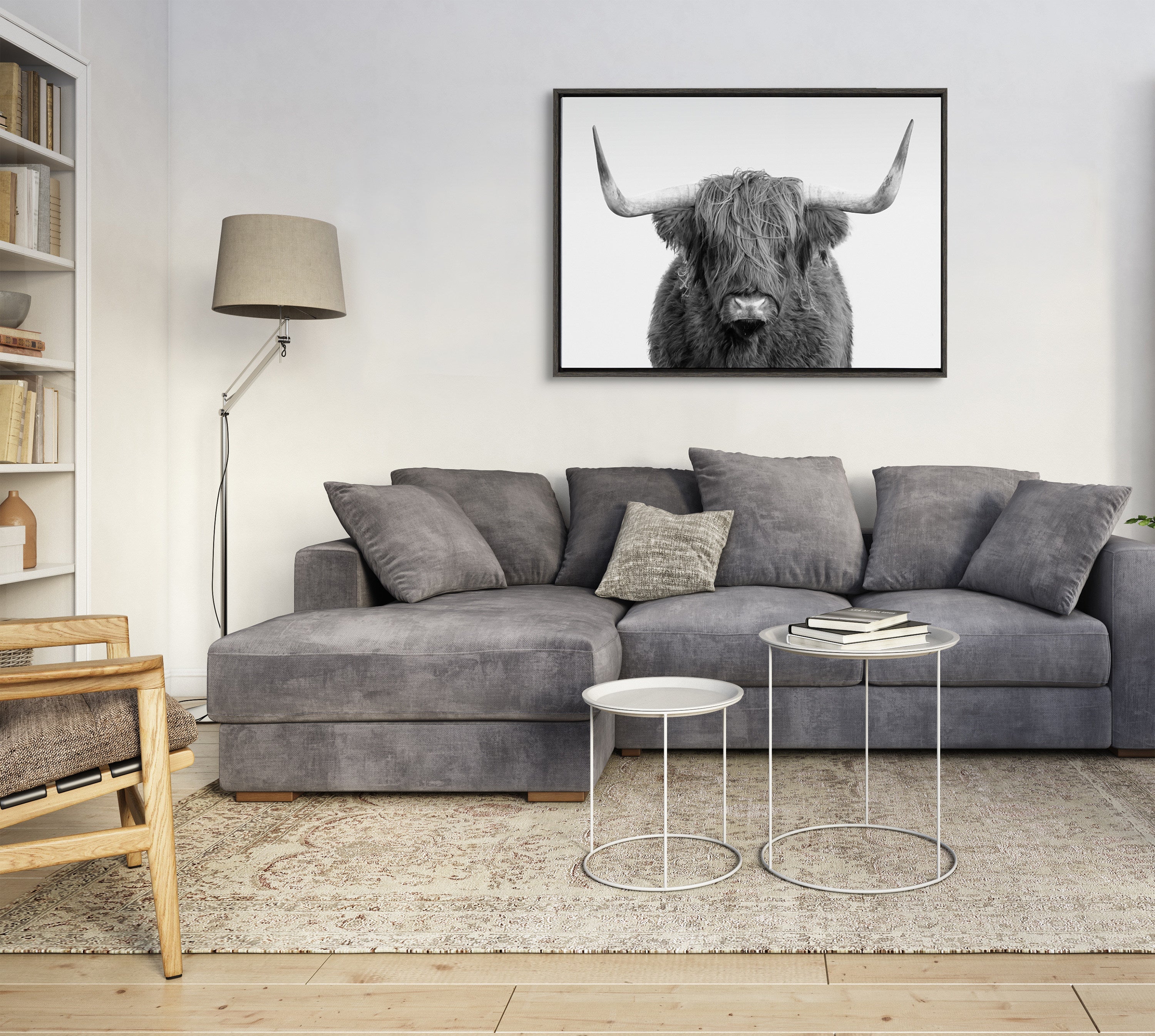 Sylvie Highland Cow Portrait Framed Canvas by Amy Peterson Art Studio by kateandlaurel - product image 9 for Resin Society
