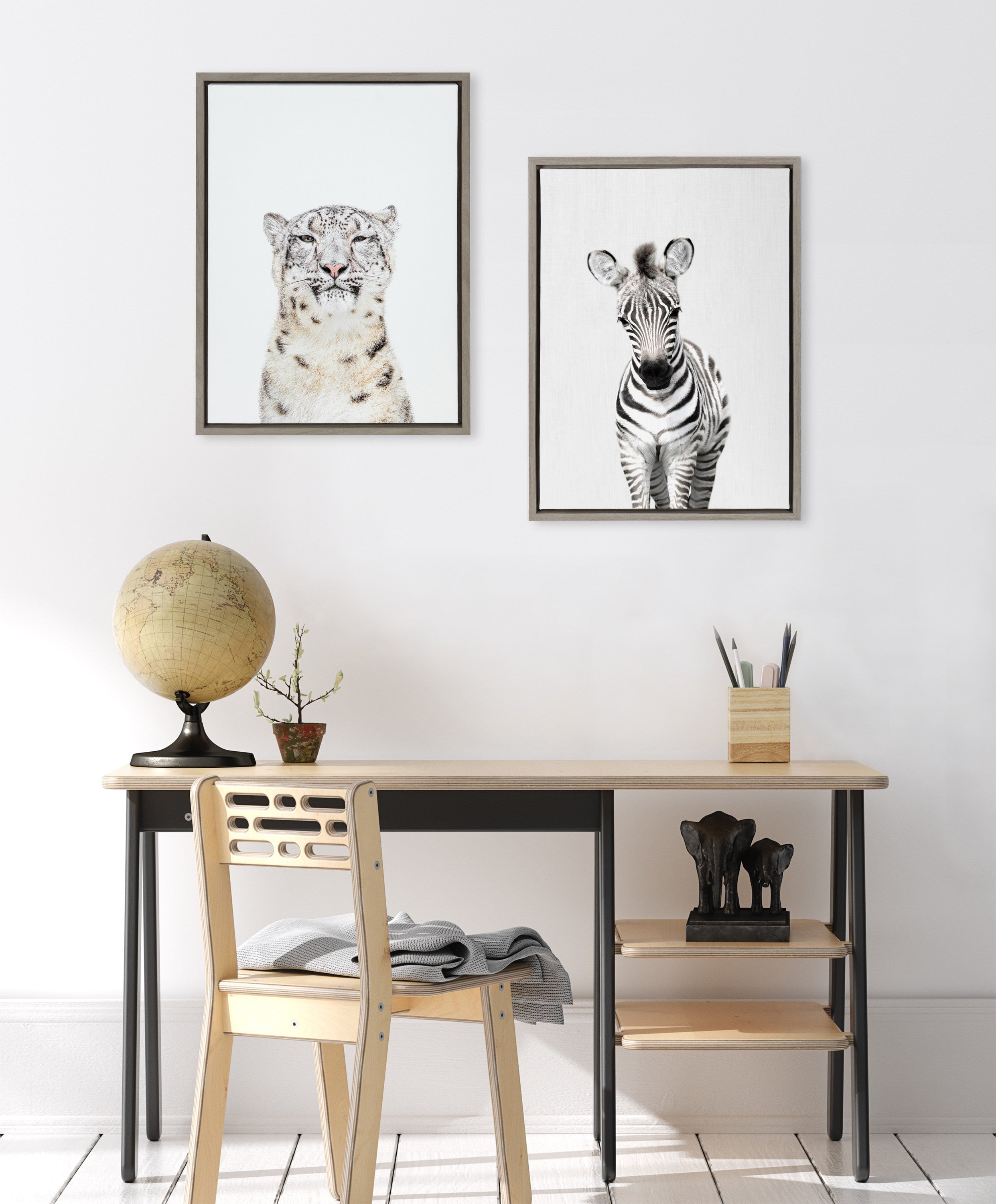 Sylvie Snow Leopard Portrait Framed Canvas by Amy Peterson Art Studio