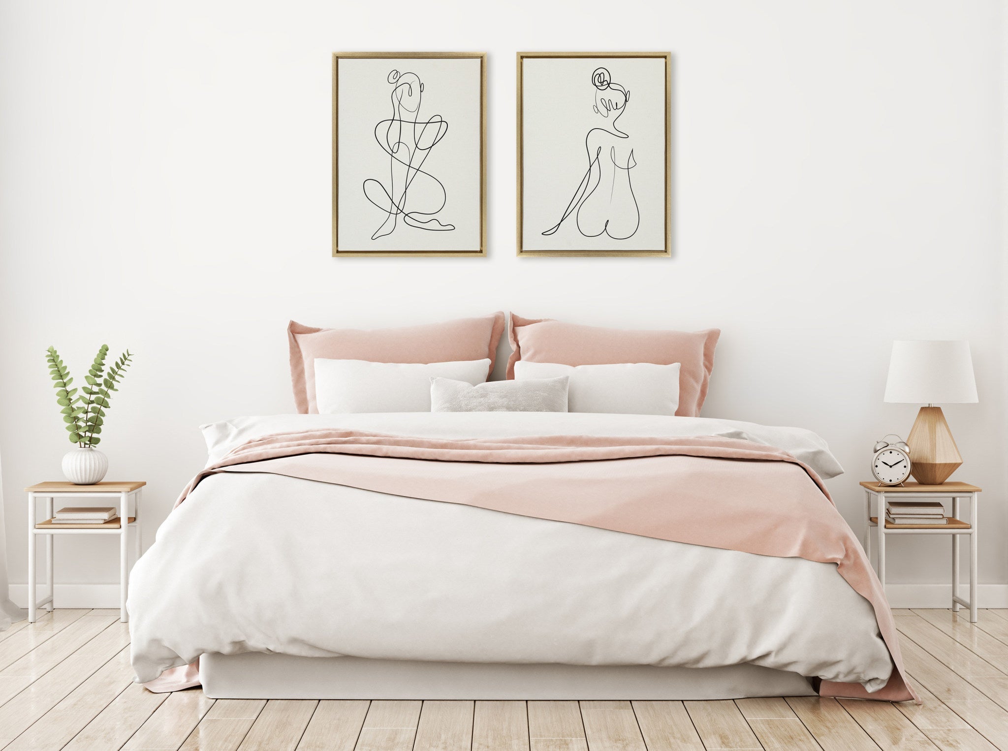 Sylvie Thinking of You Line Art and Sitting Beauty Framed Canvas Set by kateandlaurel - product image 5 for Resin Society
