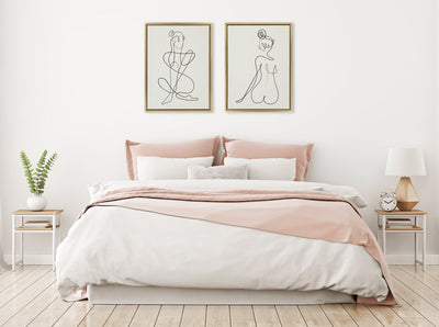 Sylvie Thinking of You Line Art and Sitting Beauty Framed Canvas Set by kateandlaurel - product image 5 for Resin Society