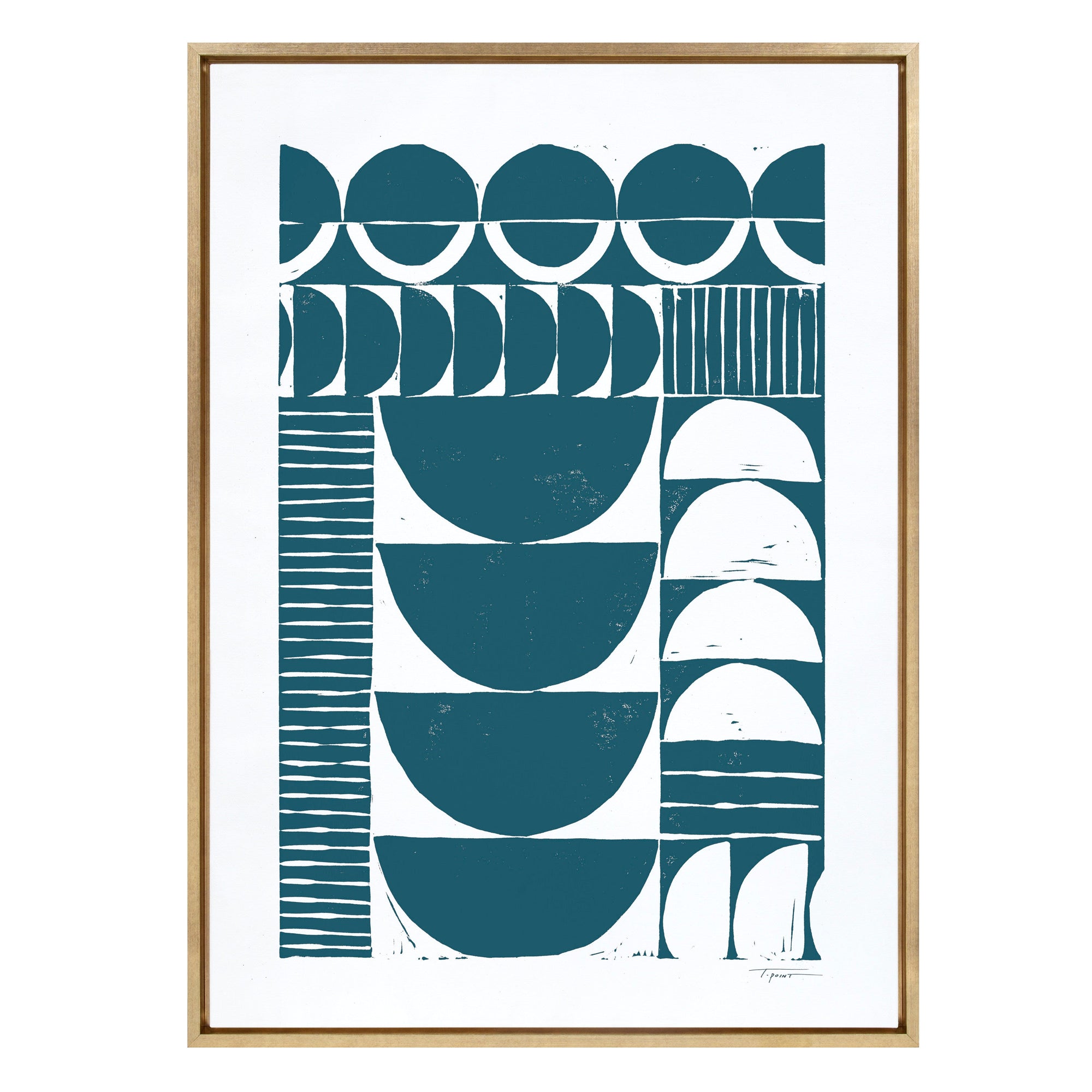 Sylvie Modern Circular Pattern Block Print Teal Framed Canvas by kateandlaurel - product image 8 for Resin Society